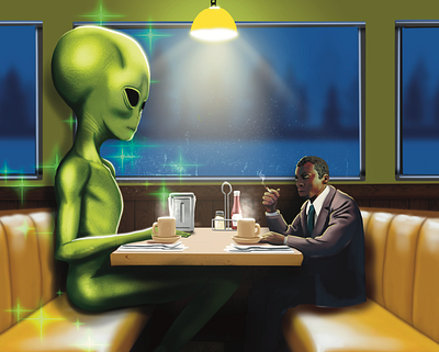 The meeting alien graphic design illustration sci fi
