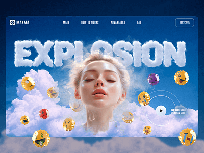 MAXMA | Explosion Main Page 3d branding clouds emoji explosion landing page modern design travel agency ui uiux web site