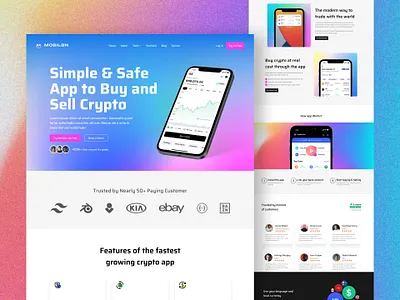 Mobilan: Cryptocurrency Mobile App Landing Page app design crypto crypto currency design landing page mobile app ui ui design uiux design web app design website