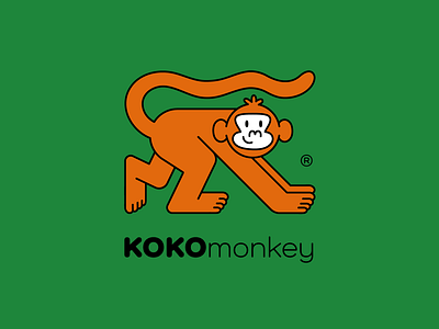 Koko Monkey animal branding cute design flat friendly green icon illustration logo mark mascot minimal monkey simple vector