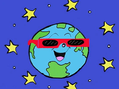 Earth Day Eclipse cartoon cute digitalart earth earthday graphic design illustration planet earth