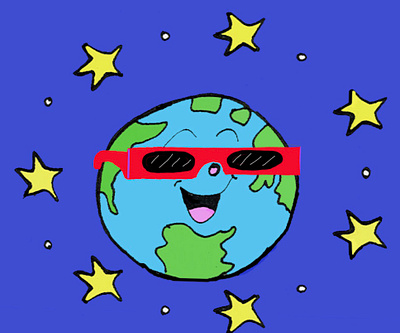 Earth Day Eclipse cartoon cute digitalart earth earthday graphic design illustration planet earth