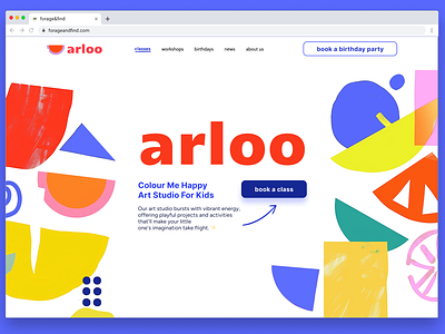 Arloo kids art studio website branding bright design digital illustration landingpage ui ux web webdesign