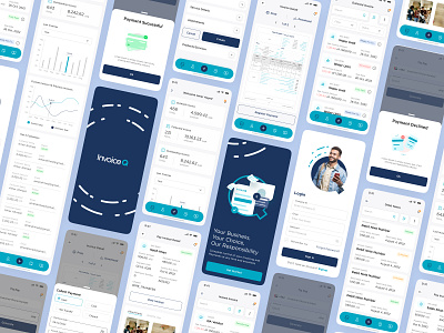 InvoiceQ Mobile Application animation clean design finance app illustration imhassanali invoice mobile app modern payment uexde ui uiux ux