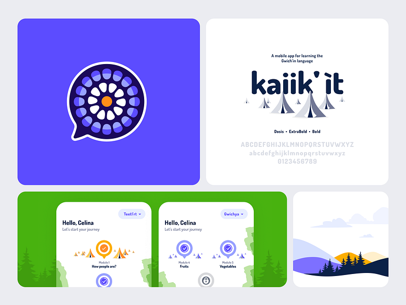 Branding for Kaiik'it - Language learning mobile app android branding canada community course cultural heritage edtech educational endangered language preservation gamification illustration ios app language app language education language learning logo design mobile app native native americans