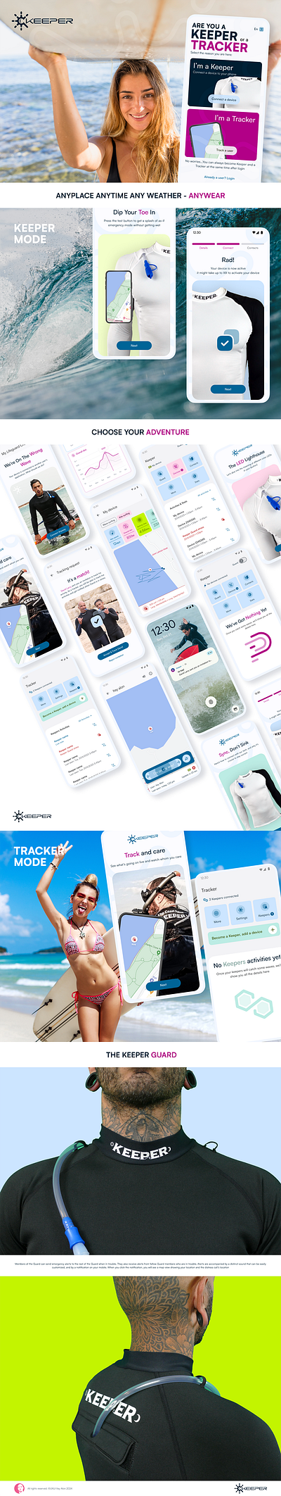 Keeper - Anyplace, anytime, in any weather, anywear app design branding design ui ux