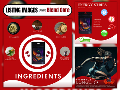 AMAZON 7 LISTING DESIGN FOR BLEND CORE ENERGY STRIPS. 3d banners branding design poster graphic design infrographic design landing page design motion graphics poster product design