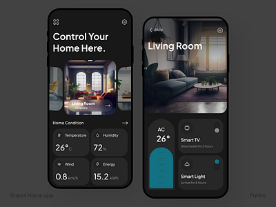 Smart Home App app app design fahim mobile app mobile app design remote control smart control smart device smart home smart home app ui