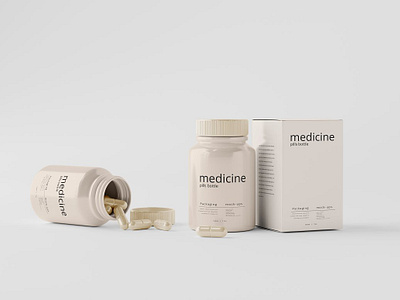 Capsules Bottle Mockups bottle cap capsules bottle mockups close up container jar nutritional supplement package packaging painkiller plastic prescription template vitamin white color