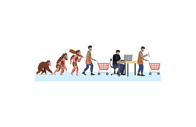 Потребитель illustration древний человек магазин покупатель потребитель эволюция