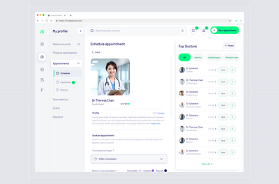 Healthcare appointment booking system dashboards healthcare ui