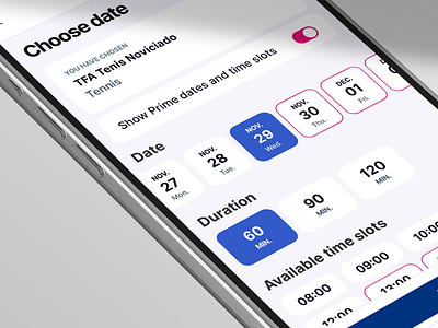 Choose date app app design choosing date durations mobile mobile design selected selection sports time time slot ui ui design user experience user interface ux ux design