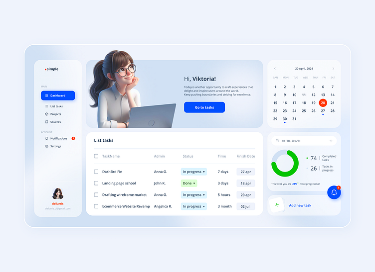 Simple Dashboard for UI Designer by Viktoria on Dribbble