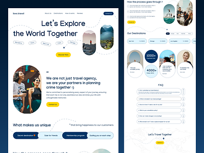 Landing Page for the Travel Agency branding cards colo colours combination of colours creative solutions design fonts graphic design ideas inspiration landing page landings latest trends minimalistic style travel typography ui web web design