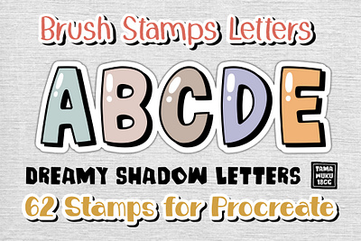 Dreamy Shadow Letters | Brush Stamp for Procreate 18cc cartoon comic cute decorative doodle dreamy illustration shadow tamawuku