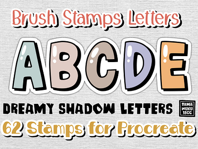 Dreamy Shadow Letters | Brush Stamp for Procreate 18cc cartoon comic cute decorative doodle dreamy illustration shadow tamawuku