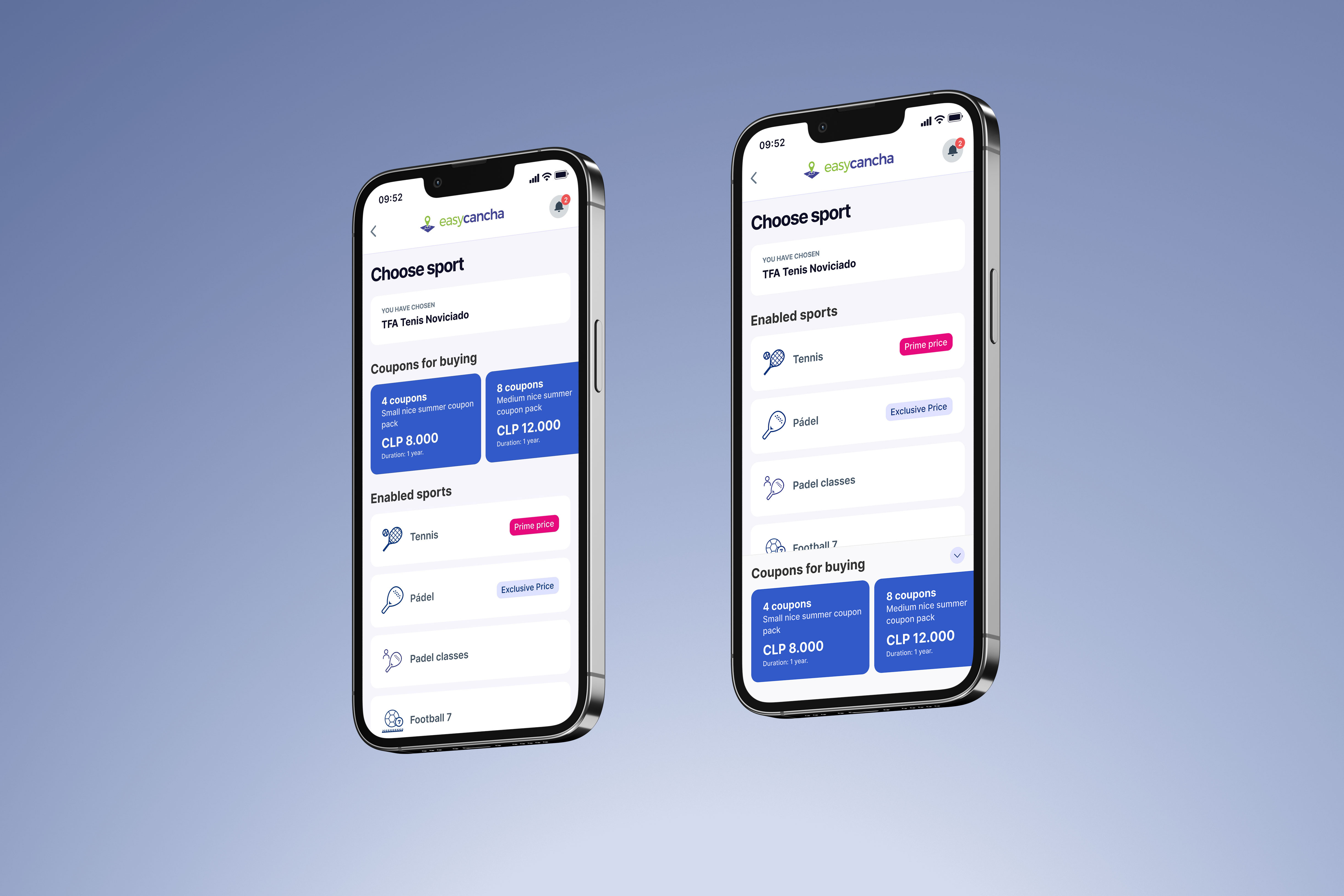 Coupons app app design booking choosing coupons mobile mobile design sports ui ui design ui ux user experience user interface ux ux design