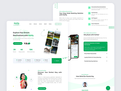 Hotify Hotel - Landing Page Concept design designwebsite hotel hotelapp mobileapp travel ui uiux userinterface webdesign website websitehotel