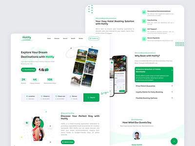 Hotify Hotel - Landing Page Concept design designwebsite hotel hotelapp mobileapp travel ui uiux userinterface webdesign website websitehotel