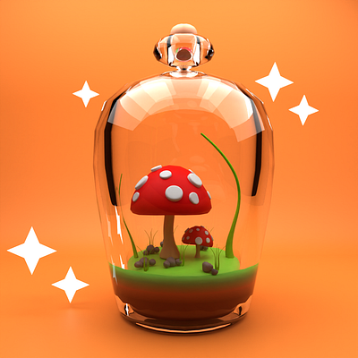 Low Poly 3D Model 45: Mushroom Bottle 3d animation app branding design graphic design illustration logo motion graphics typography ui ux vector