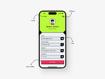 Profile Screen account app clean design edit profile figma futuristic information minimalist mobile mobile app mobile design personal profile robotic settings ui ui design ux ux design