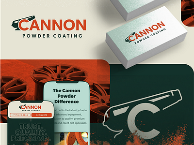 Cannon Powder Coating branding design identity illustration layout logo mark texture ui website