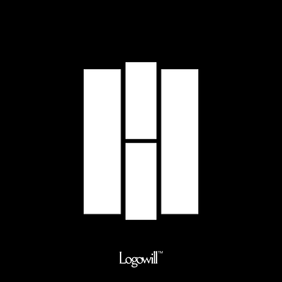 Negative space H Logo design illustration logo vector