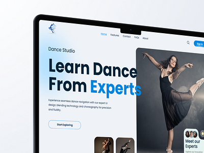 Online Dance Studio animation bento blue branding dance figma light ui uiux
