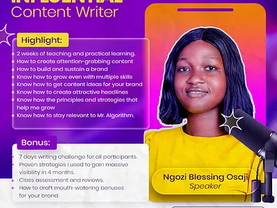 social flyer for a writer graphic design