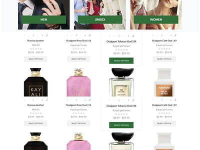 Perfume Samples Website Design ui