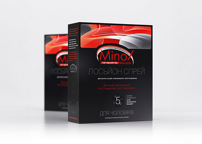 Minox lotion-spray cardboard box graphic design packaging packaging design professional cosmetics