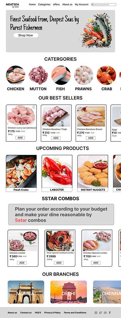 Home page of MEATSEA by 5star branding ecommerce foodwebsitedesign homepage intern landingpage seafoodhomepage seafoodwebsite ui uiinspiration uiux