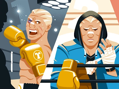 Redemption Arc boxing character design editorial illustration redemption reedsy