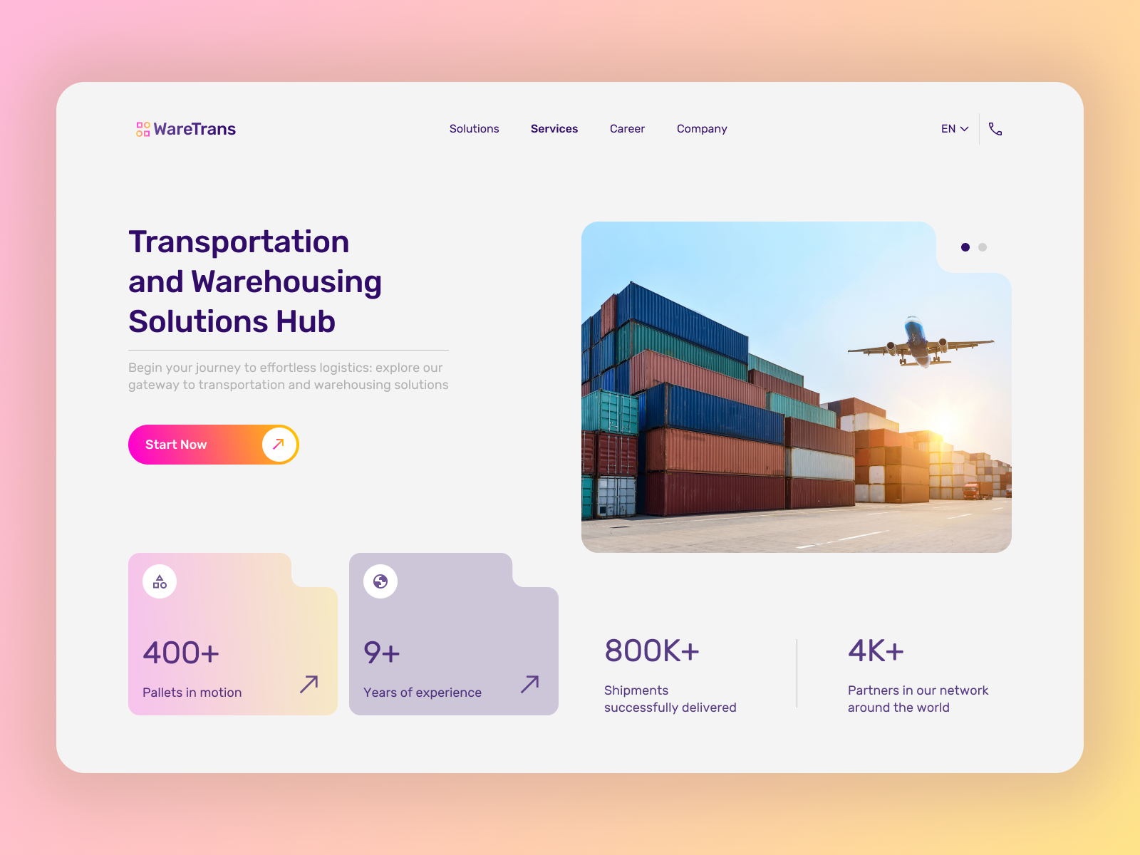 Logistic Company - Hero Section Concept agency b2b company design desktop figma graphic design hero hero section illustration land landing like logistic logo minimalism photo ui ux web