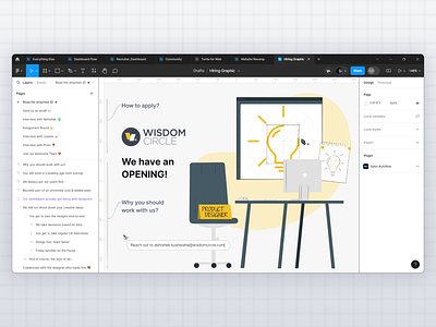 Product Designer Hiring Graphic for WisdomCircle | Figma ad advertisement branding figma full time graphic design hiring hiring platform hiring poster hiring process job looking for job paid work process product designer remote work search for jobs ui we are hiring work