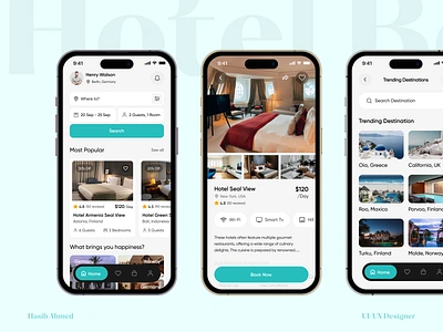 Hotel Booking App app appdesign bookingappdesign branding design mobileapp mobileappdesign ui uidesign uidesigner uiux uiuxdesigner uxdesign webdesign