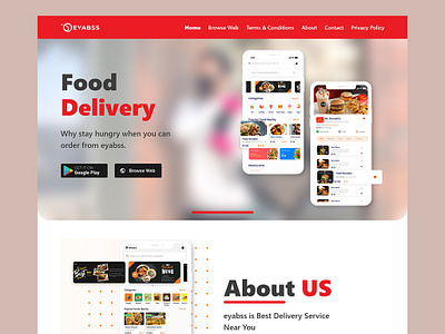 Eyabss - Food Delivery Landing Page Design and Develop food delivery app landing page food landing page design landing page design landing page development website design