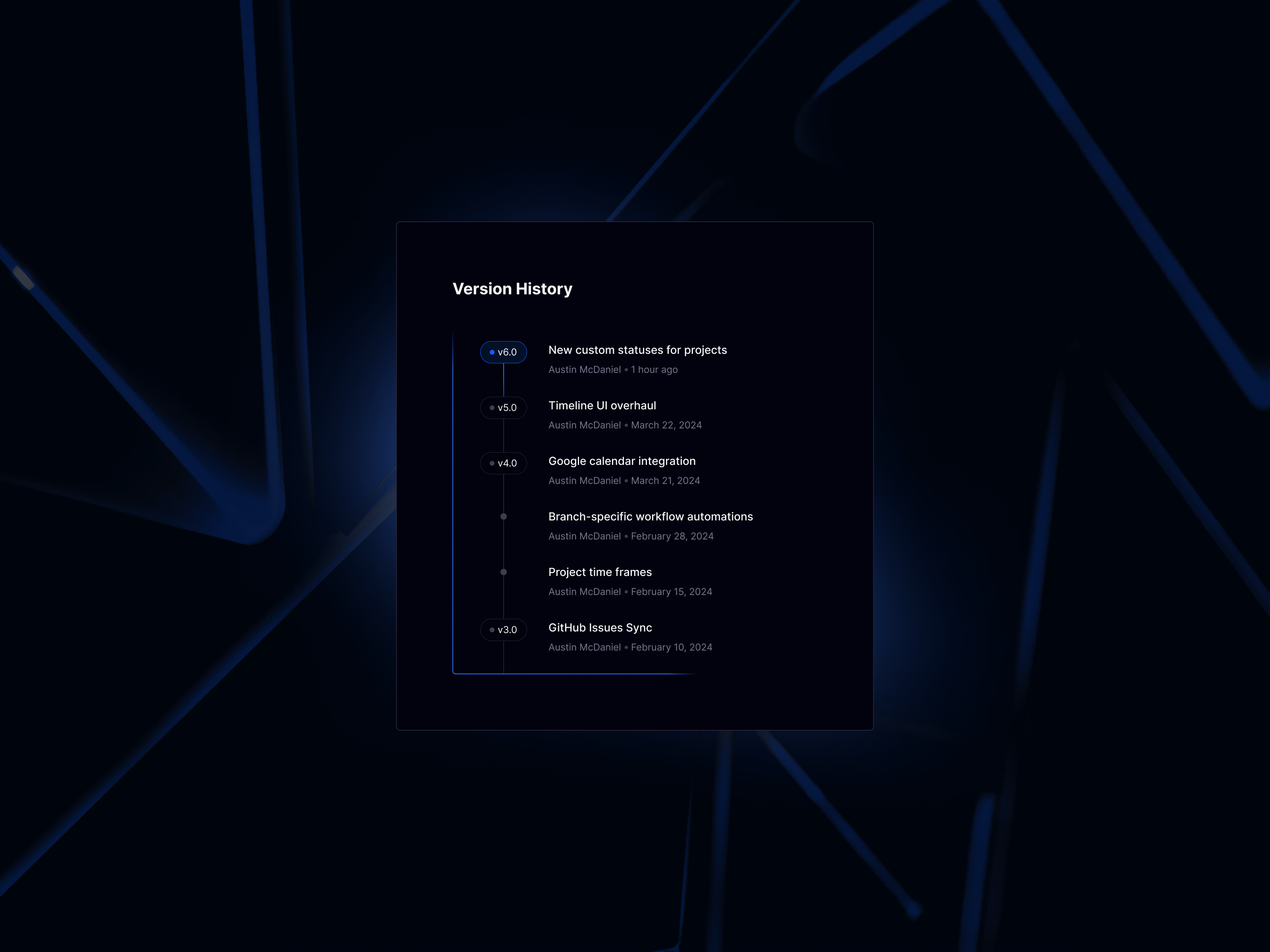 Example of Version History Timeline