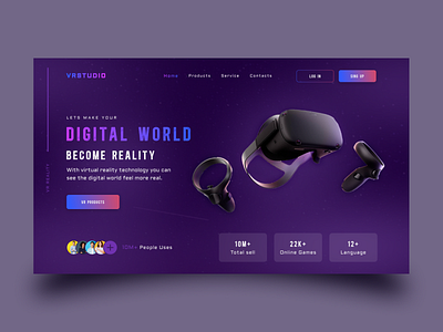 Virtual Reality Landing Page animation ar branding design game gaming home page interaction design interface landing page motion graphics tech ui user experience ux virtual reality web design web marketing website