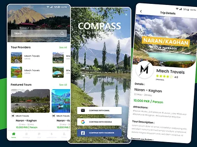 Compass - Tours and Travel Mobile App Design mobile app design tour app design tour app ui design travel app design travel app ui design traveling app design