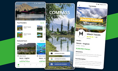 Compass - Tours and Travel Mobile App Design mobile app design tour app design tour app ui design travel app design travel app ui design traveling app design
