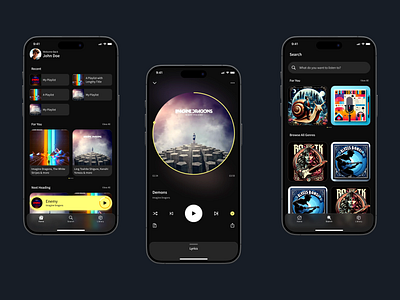 Rhythm App mobile music product design spotify streaming ui ux