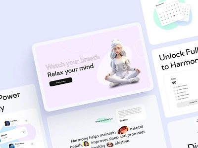 Harmony landing page vision app balance branding bright creative design designstudio graphic design harmony illustration interface landingpage logo meditation ui uidesign ux web design