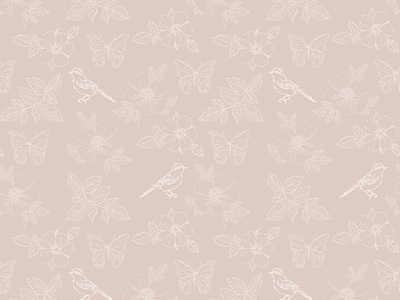 Floral seamless pattern - fabric design - artistic background birds boho botanical contemporary design fabric floral flower graphic design illustration neutral pattern seamless wallpaper