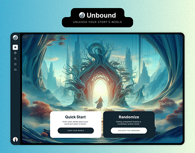 Unbound: AI App Design for Novelists/Writers ai ai app branding design challenge logo product design tool ui ux ux design visual design web app web design writers