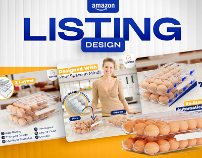 Egg Holder - Amazon Listing Design Inspiration 3d amazon ebc design amazon infographics amazon listing amazon listing design branding design graphic design illustra illustration logo ui