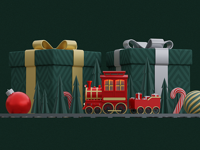 3d in progress to advent calendar 3d animation blender creative design gift green new year progress russia shot train