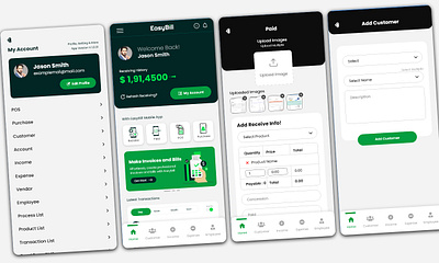 EasyBill - Invoice Maker App Design UI UX app design billing app design graphic design invoice app design invoice maker invoice maker app mobile app design ui ui design ux design