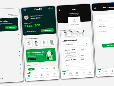 EasyBill - Invoice Maker App Design UI UX app design billing app design graphic design invoice app design invoice maker invoice maker app mobile app design ui ui design ux design