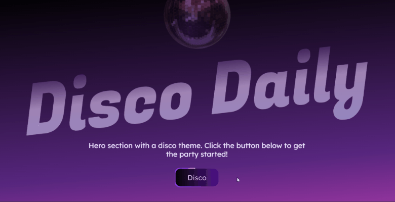 Disco Hero Section button disco disco ball framer framer component framer template hero section spline spline tool spline3d web design